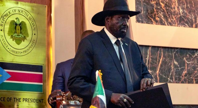 The UN has extended an arms embargo on South Sudan even though President Salva Kiir, seen here, and Riek Machar, the rebel leader who is now first vice president, have made a deal to form a unity government