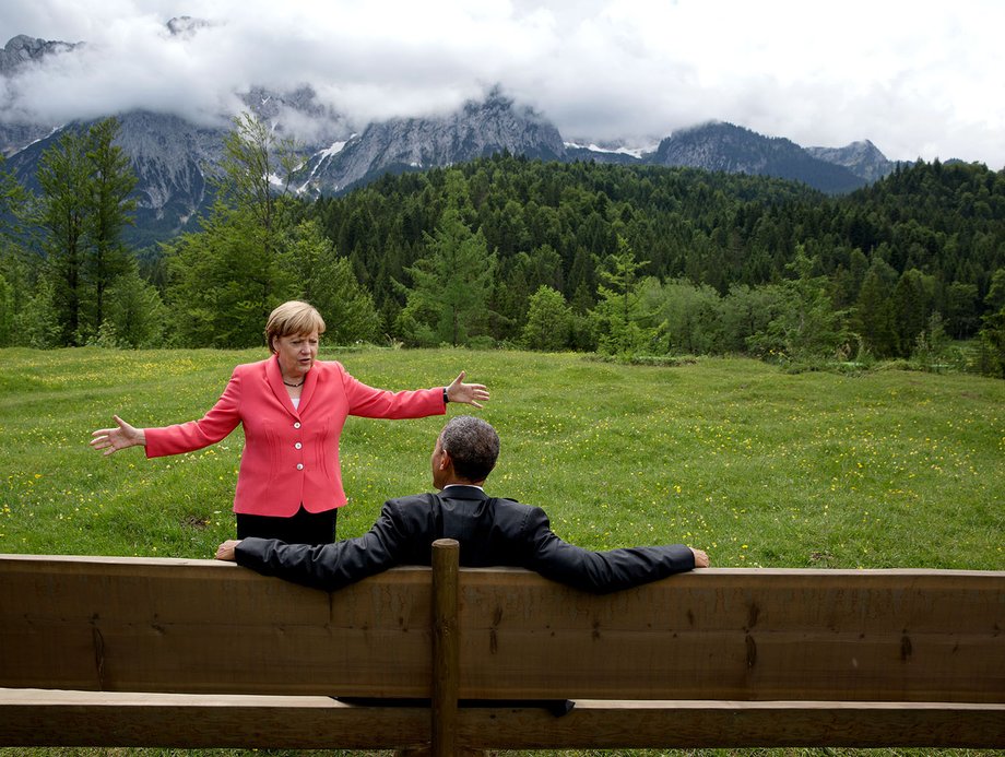 Z kanclerz Angelą Merkel podczas szczytu G7 w Bawarii w Niemczech w 2015 r.