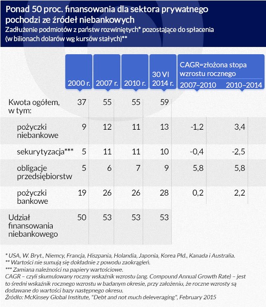 Ponad 50 proc. finansowania dla sektora prywatnego pochodzi ze źródeł niebankowych, infografika Dariusz Gąszczyk