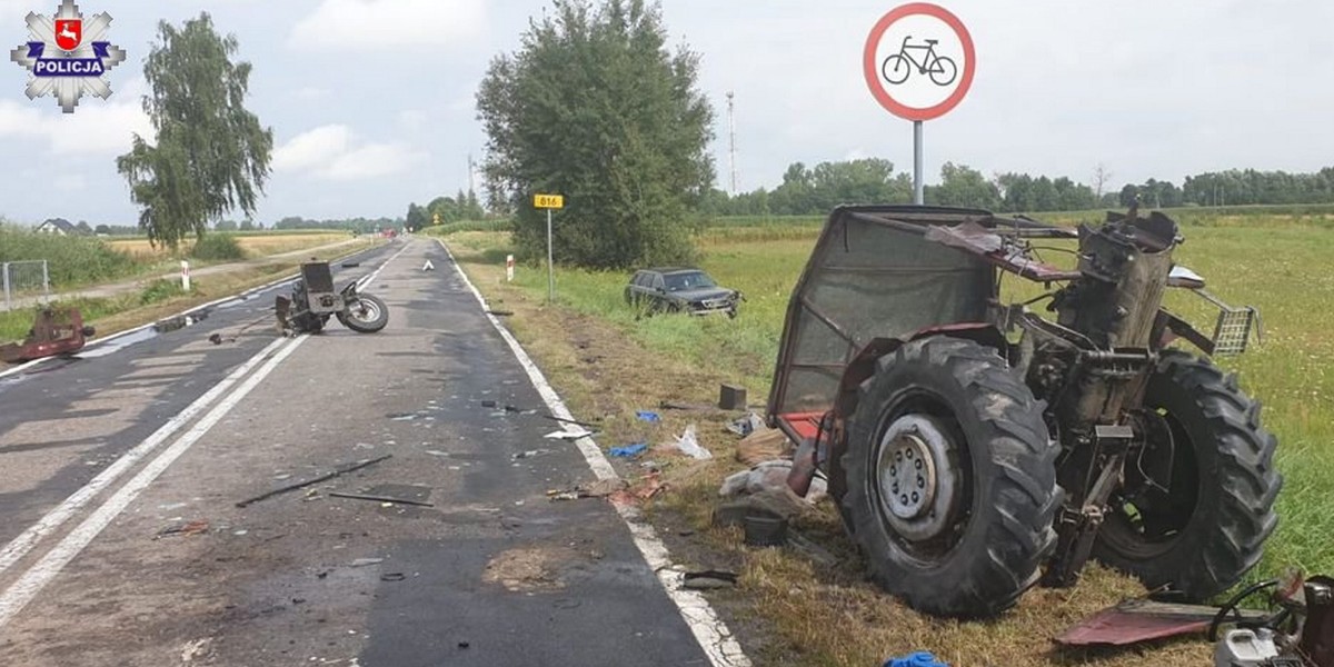 Koszmarny wypadek w Dołhobrodach. Ciągnik rozpadł się na pół