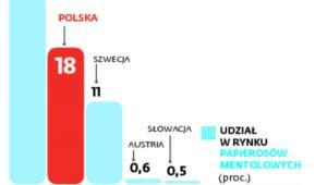 Udział w rynku papierosów mentolowych.