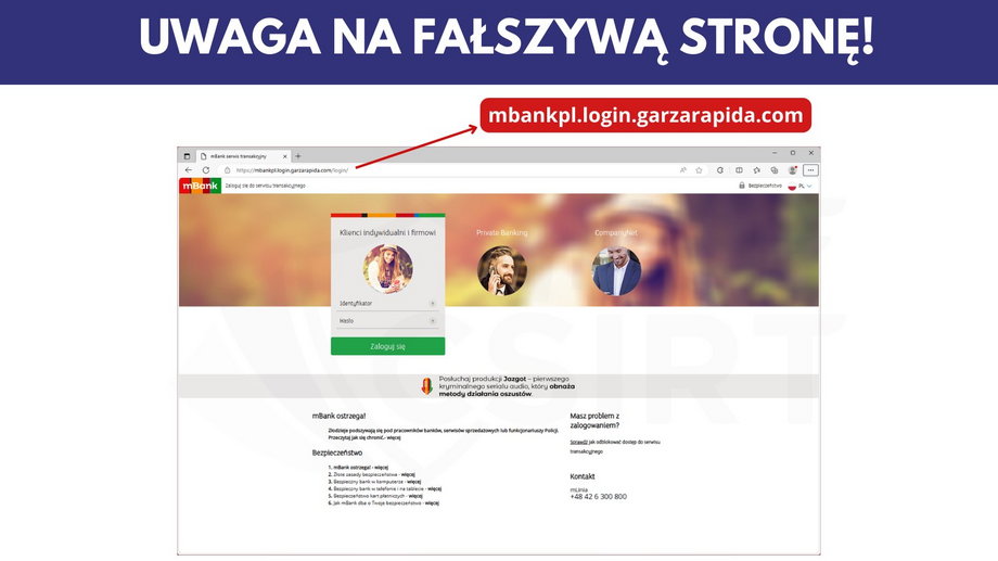 Fałszywa strona mBanku