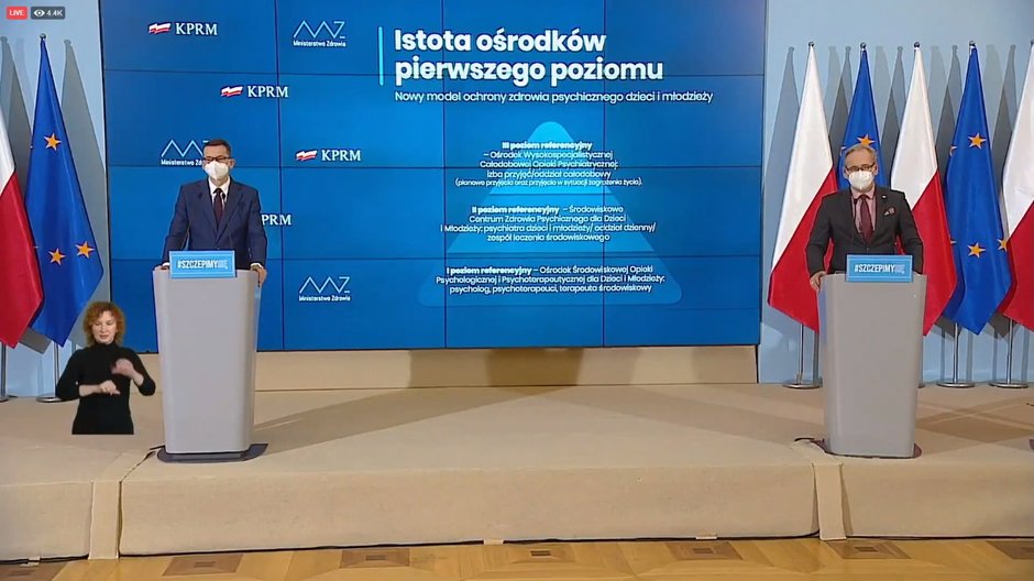 Konferencja Mateusza Morawieckiego i Adama Niedzielskiego w sprawie psychiatrii dziecięcej