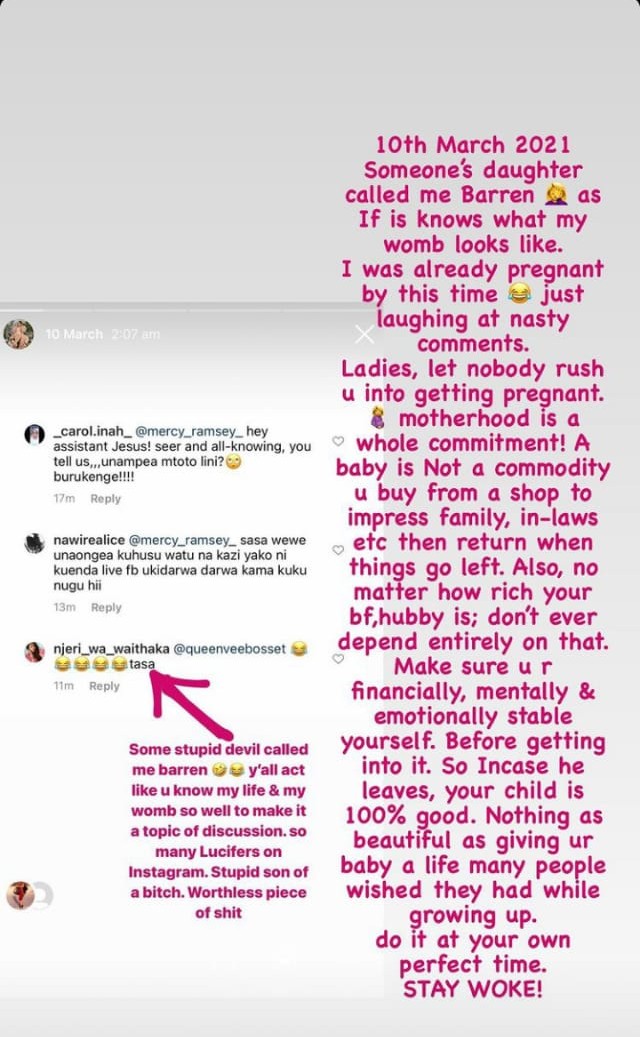 I was already pregnant when they called me barren- Vera Sidika