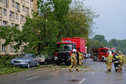Strażacy usuwają powalone drzewo, po gwałtownej burzy, która przeszła nad Warszawą