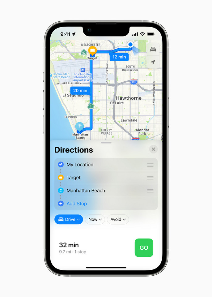 Mapy Apple w iOS 16. Planowanie podróży z miejscami pośrednimi