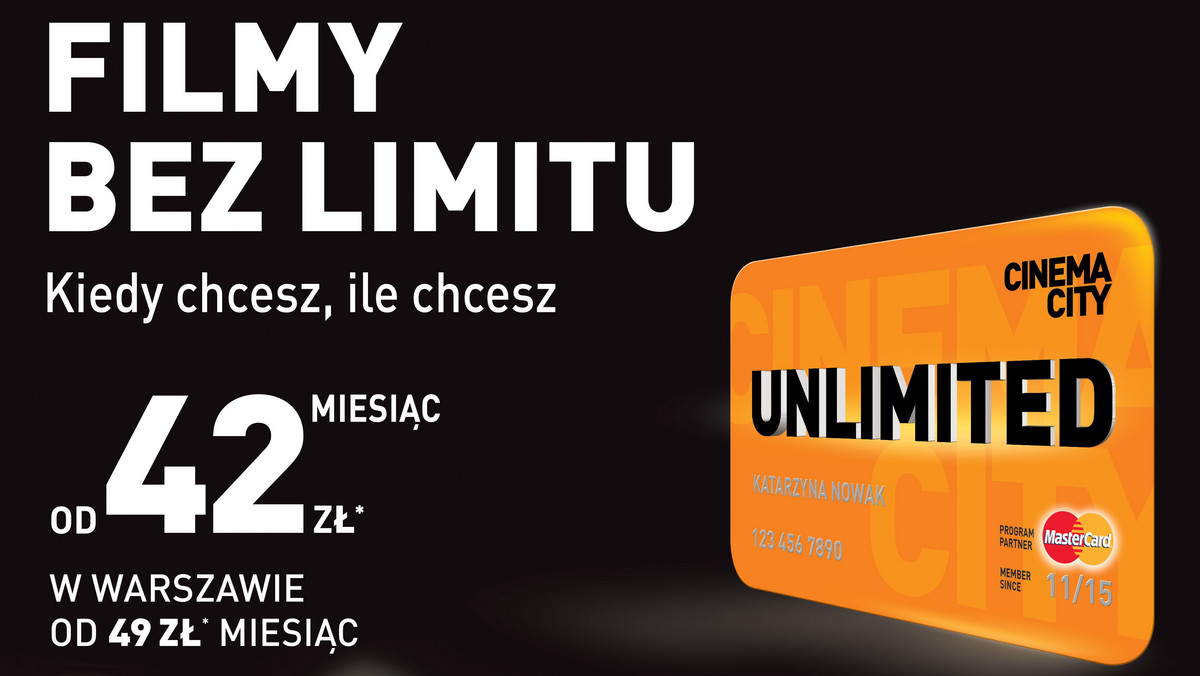 Cinema City uruchamia program Unlimited, oferujący możliwość oglądania filmów bez limitu na dużym ekranie, we wszystkich 33 kinach Cinema City w Polsce. Za stałą opłatą, już od 42 zł miesięcznie, uczestnik programu może korzystać z oferty kina codziennie.