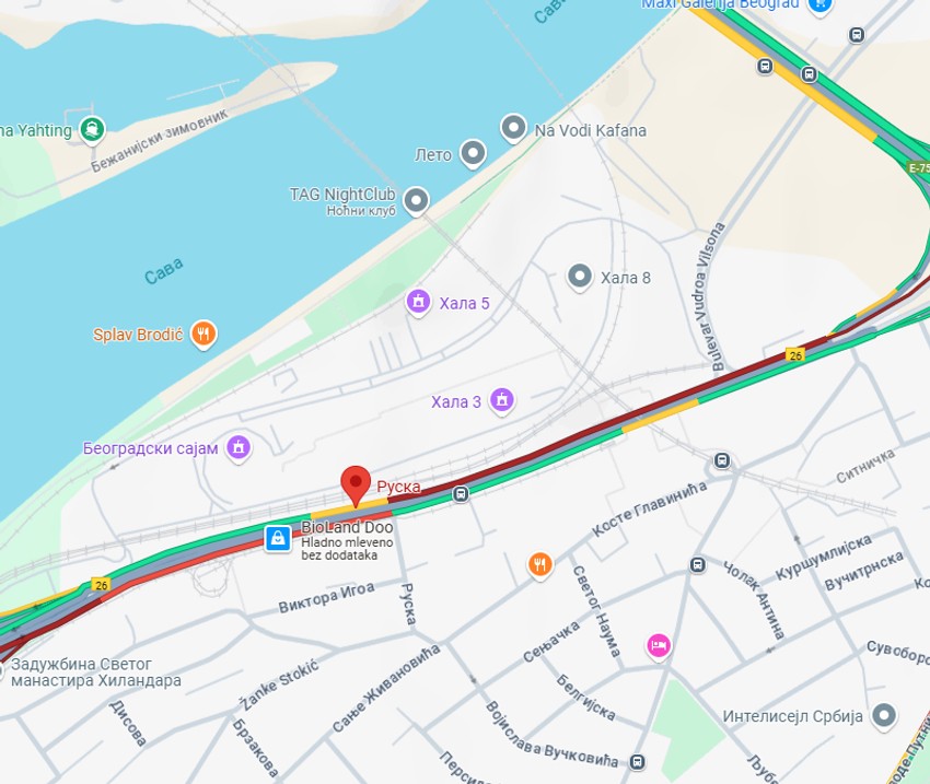 Mapa gužve kod Sajma