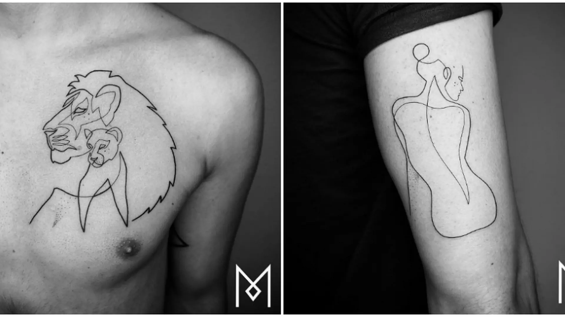 Niesamowite tatuaże wykonane jedną linią [garść inspiracji]