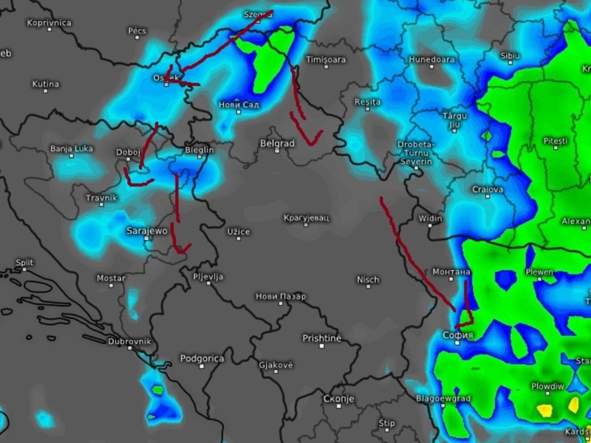 Mapa padavina u Srbiji 