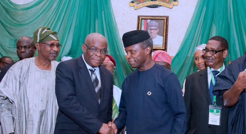 Acting President, Yemi Osinbajo and Chief Justice of Nigeria (CJN), Justice Walter Onnoghen.