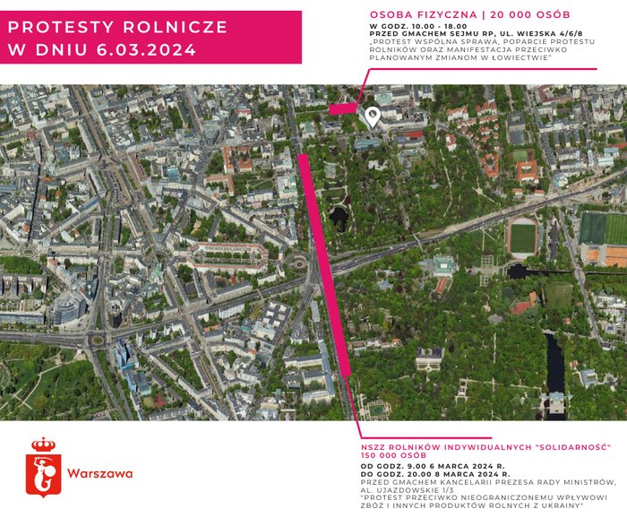 Protesty rolnicze w dniu 6 marca 2024 r. w Warszawie