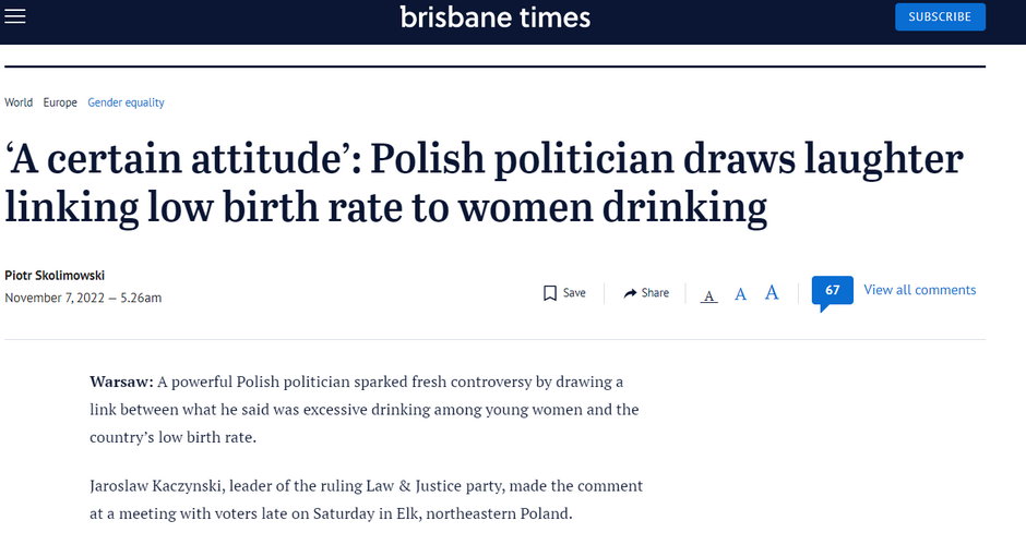 Tytuł w "The Brisbane Times" nie pozostawia złudzeń