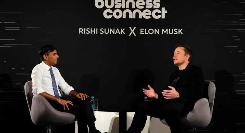 Rishi Sunak interviewed Tesla and SpaceX CEO Elon Musk Thursday night.WPA/Getty Images