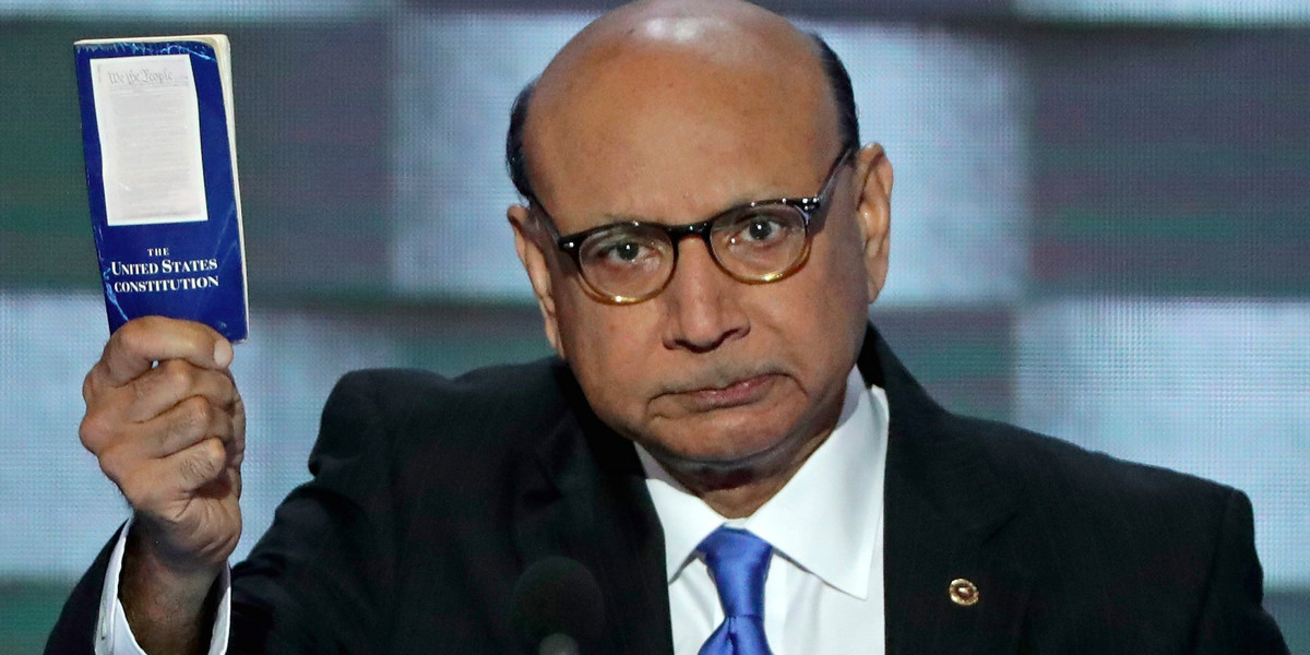 Khizr Khan, the father of an American Muslim soldier who was killed in action, presented a booklet of the US Constitution on Thursday night during the fourth day of the Democratic National Convention in Philadelphia.