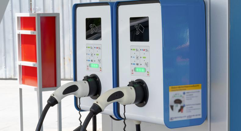 An electric car charging station.Stock Photo/Getty Images