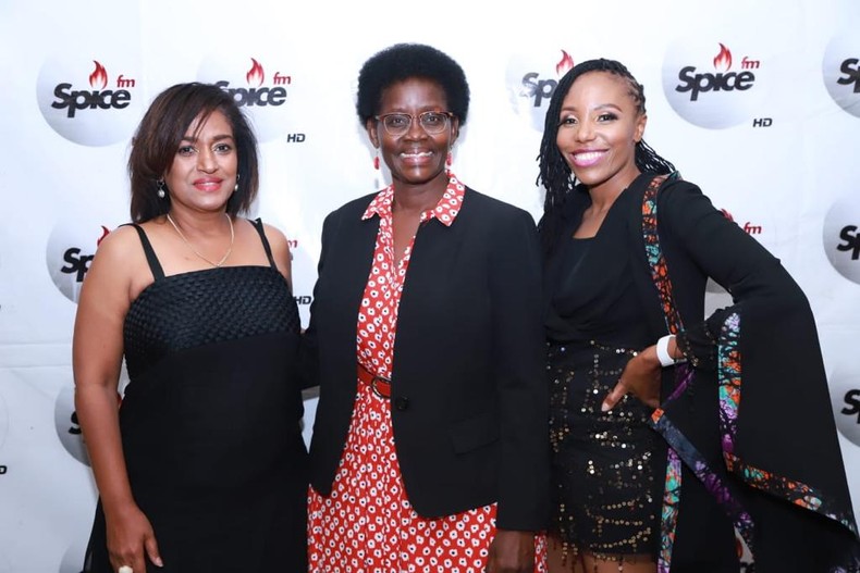 Nairobi Woman Rep Hon. Esther Passaris, Kisumu First Lady Dorothy Nyong'o and Spice FM's Olivia Otieno after the screening of The 355 on January 8, 2022