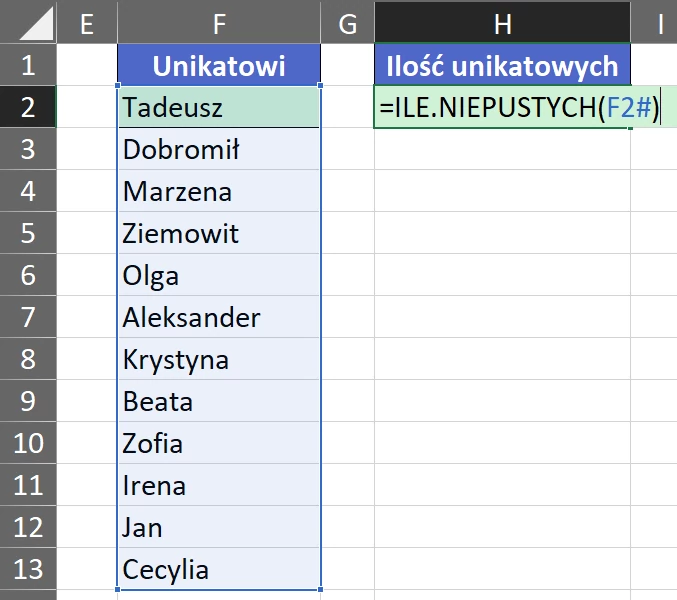 6.5  Odwołanie się do rozlewającej się formuły wraz z całym rozlanym obszarem