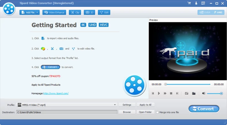 Główne okno programu do konwersji wideo - Tipard Video Converter