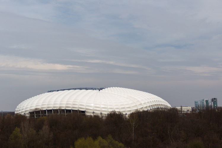 Stadion Miejski w Poznaniu - widok z biurowca GlaxoSmithKline. (jkm) PAP/Adam Ciereszko