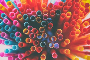 top view image of colorful straws. abstract or party concept