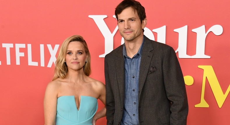 Reese Witherspoon and Ashton Kutcher at the world premiere of Your Place or Mine in Los Angeles on February 2, 2023.Jon Kopaloff/Getty Images