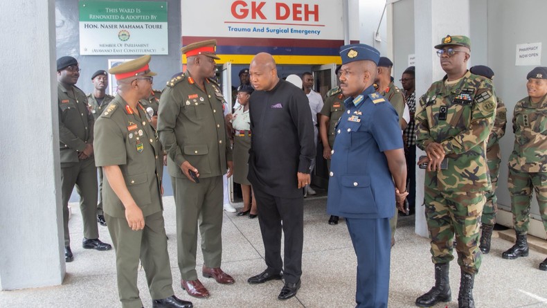 Ghana's Foreign Minister Samuel Okudzeto Ablakwa and Burkina Faso's security chiefs. [X, formerly Twitter/@S_OkudzetoAblak]