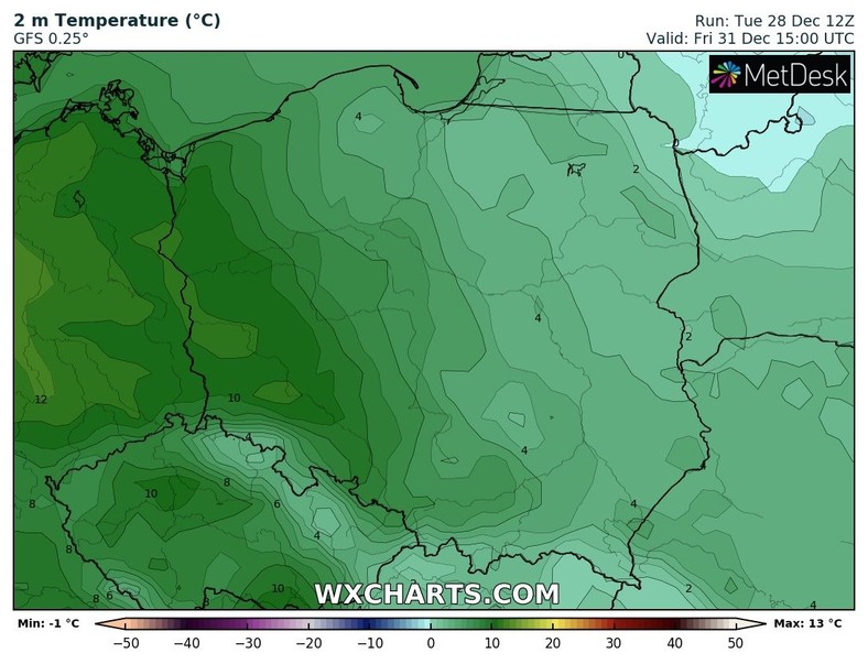 Sylwestrowa noc zapowiada się ciepło