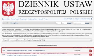 Wyrok TK z 3 grudnia opublikowany w Dzienniku Ustaw
