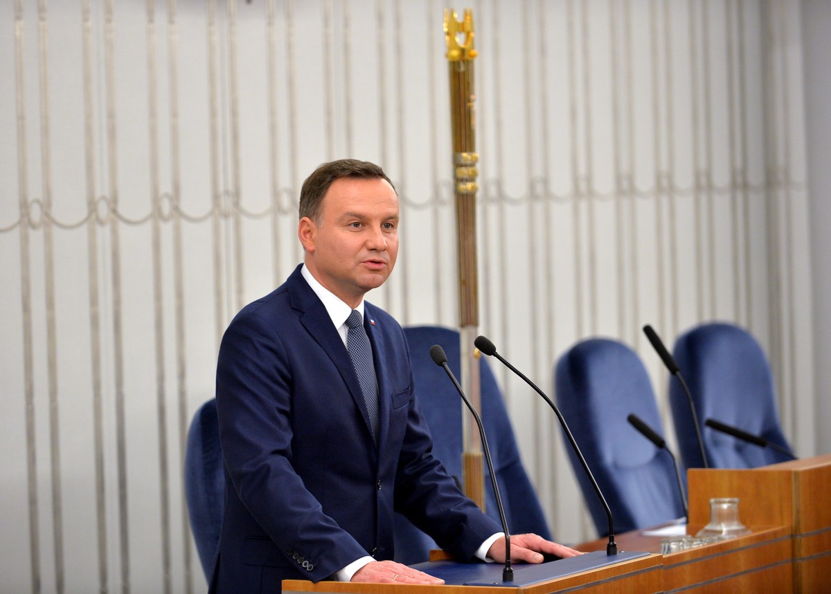 Wystąpienie prezydenta Andrzeja Dudy , PAP/Marcin Obara