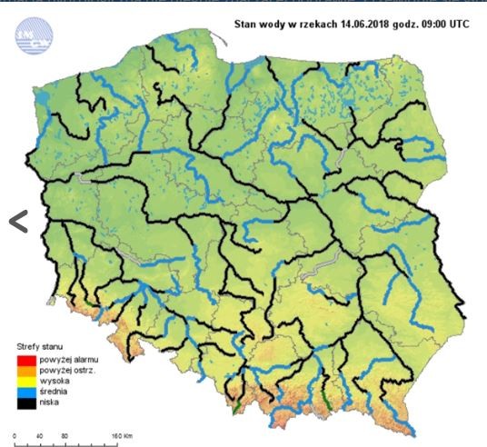 Stan rzek na 14 czerwca 2018