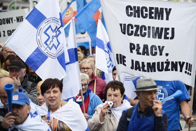 Manifestacja zorganizowana przez OPZZ pod hasłem Polska Potrzebuje Wyższych Płac! odbyła się w Warszawie.