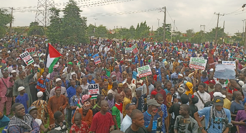 Pro-Palestine Muslims hold rally in Lagos, condemn Israel's bombing of Gaza [Daily Trust]