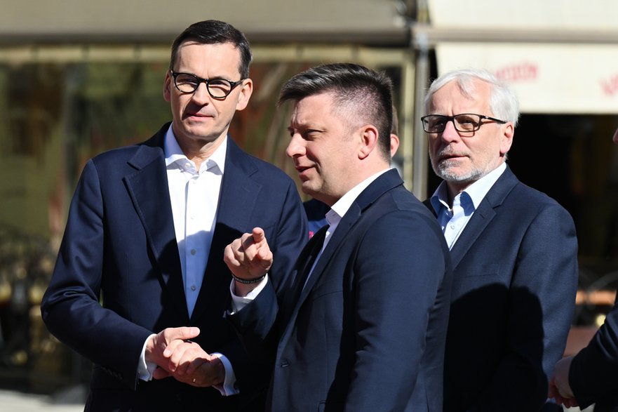 Mateusz Morawiecki i Michał Dworczyk, 13 maja 2024 r.
