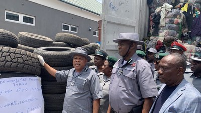 Ogun Customs seize 1,416 used tyres, goods worth ₦106.7m
