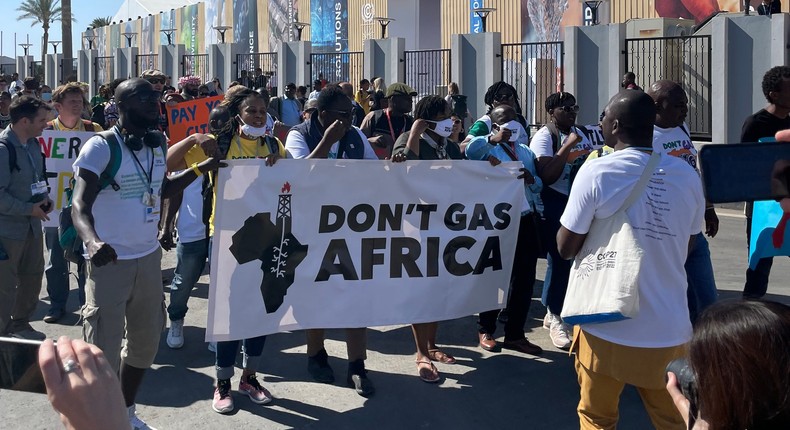 African climate activists protest oil-and-gas expansion at the United Nations' COP27 climate summit.Catherine Boudreau/Insider