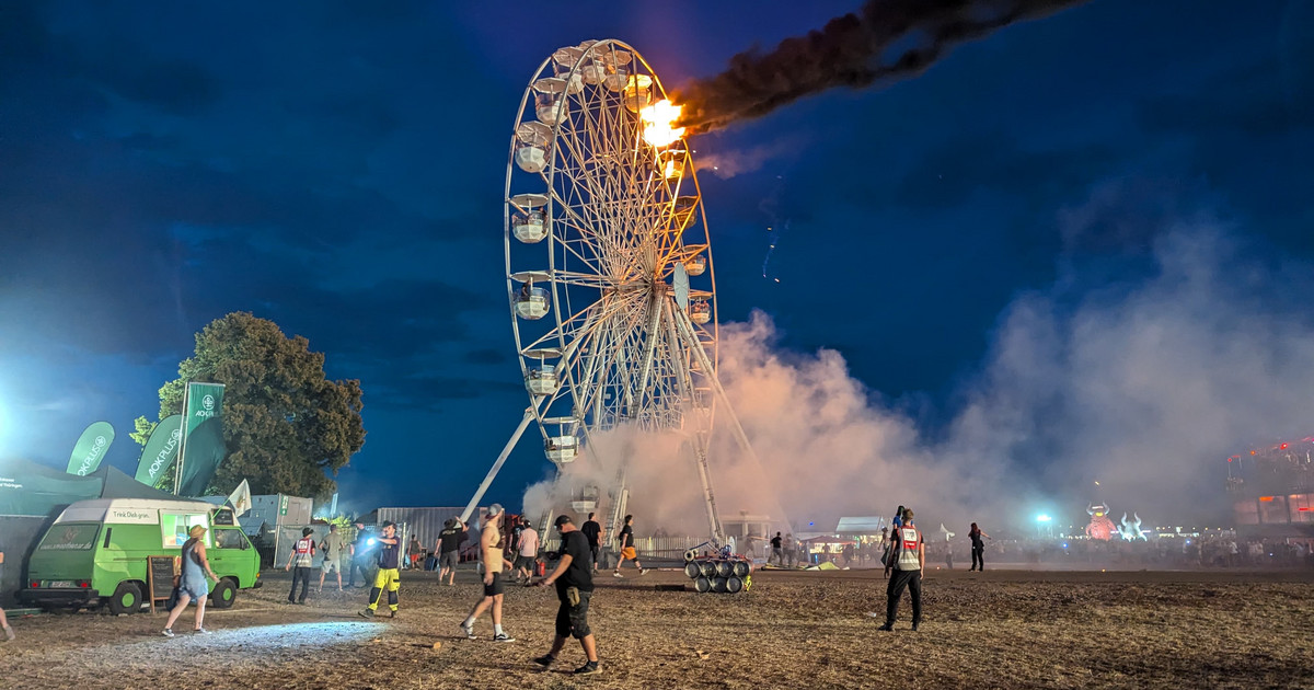 Festival Highveld en Leipzig. La noria se incendió y hubo heridos