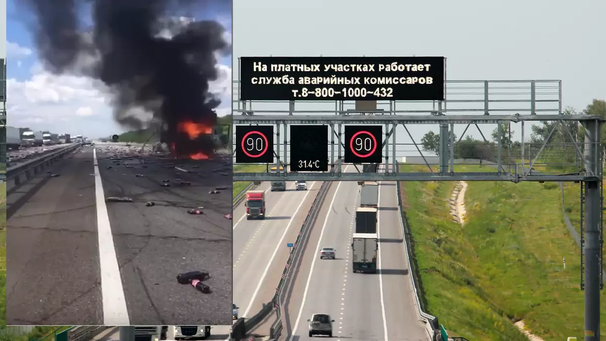 Wypadek na autostradzie M4 Don w Rosji