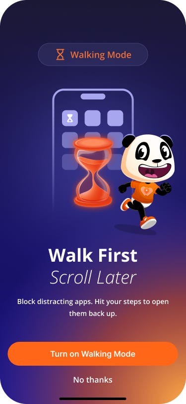 Le mode Marche permet aux utilisateurs de bloquer les applications sélectionnées jusqu'à ce qu'un nombre défini soit atteint.WeWard