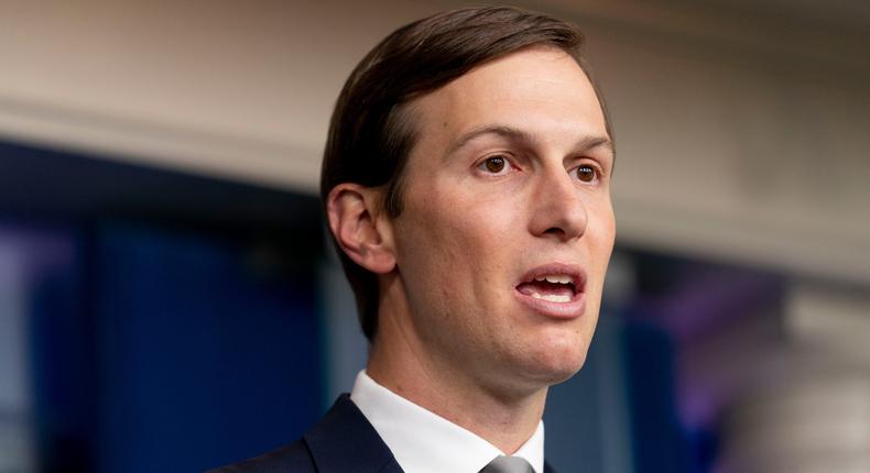 Jared Kushner, Donald Trumps son-in-law and former senior advisor, speaks at a press briefing at the White House on August 13, 2020.
