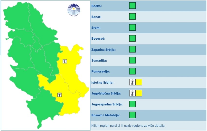 Najtoplije će biti u istočnoj i jugoistočnoj Srbiji