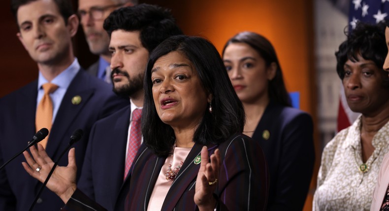 U.S. Rep. Pramila Jayapal (D-WA) speaks during a news conference at the U.S. Capitol on May 24, 2023 in Washington, DC. The Congressional Progressive Caucus (CPC) held a news conference to discuss the debt ceiling negotiations.Alex Wong/Getty Images