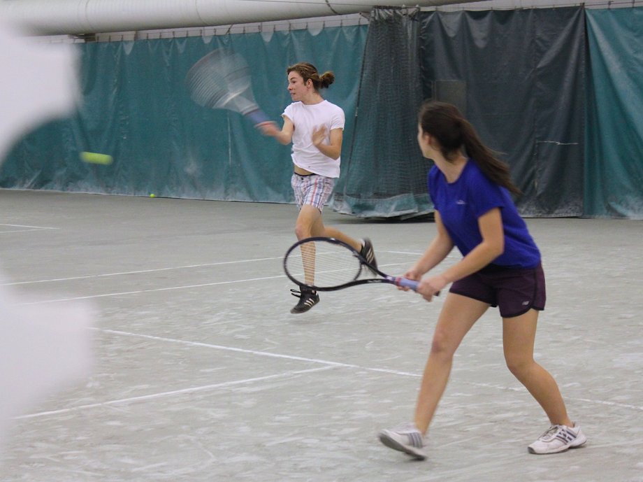 John and Regina Kelley attend tennis practice with their homeschool club.