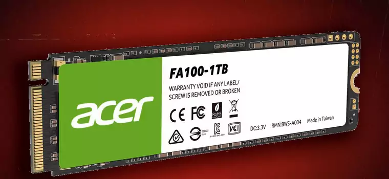 Test Acer FA100 1 TB - debiut firmy na rynku SSD NVMe