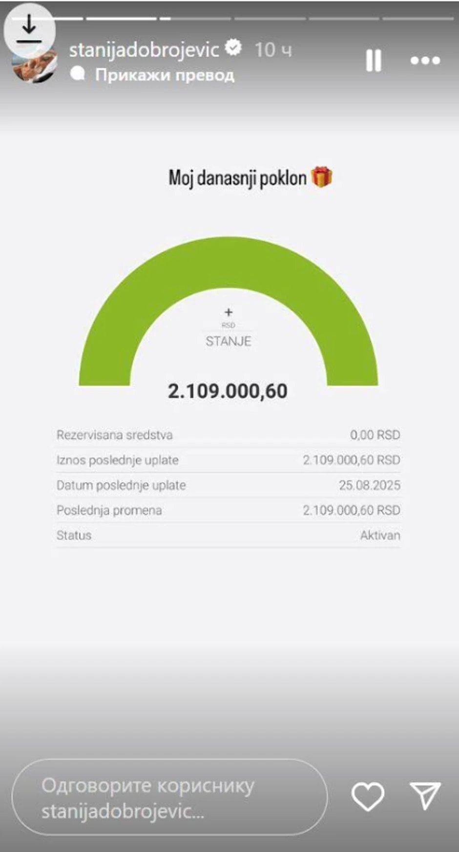 Stanija Dorojević račun