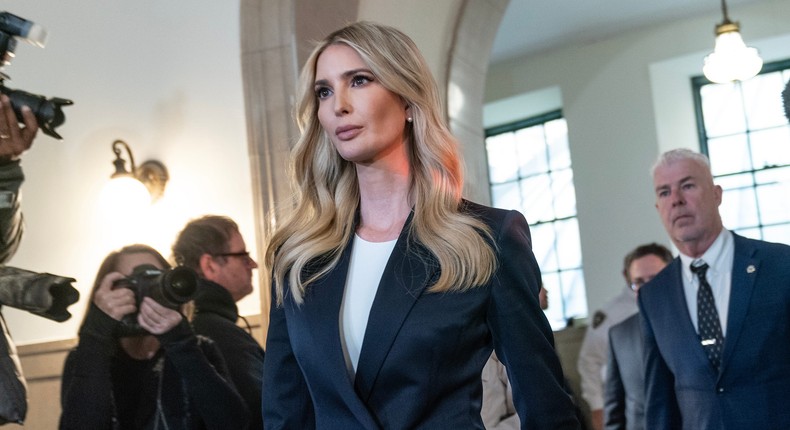 Ivanka Trump arrives to New York State Supreme Court after a break to testify as a witness in Former President Donald Trump civil fraud trial.Lev Radin/Pacific Press/LightRocket via Getty Images