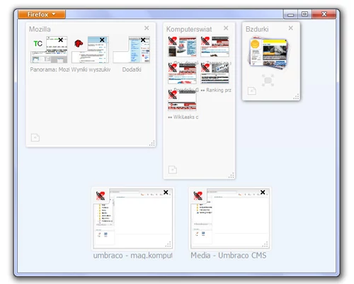 Stoliczku uporząduj się... układanie otwartych kart w okienku Panoramy jest banalnie proste, oraz co ważne, całkowicie zależne od użytkownika. Obowiązuje pełna dowolność