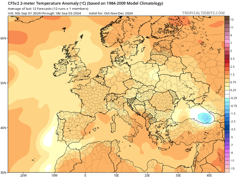 Ostatnie miesiące roku przyniosą dużo niższą anomalię temperatury, aczkolwiek nadal będzie nieco chłodniej niż zwykle o tej porze roku