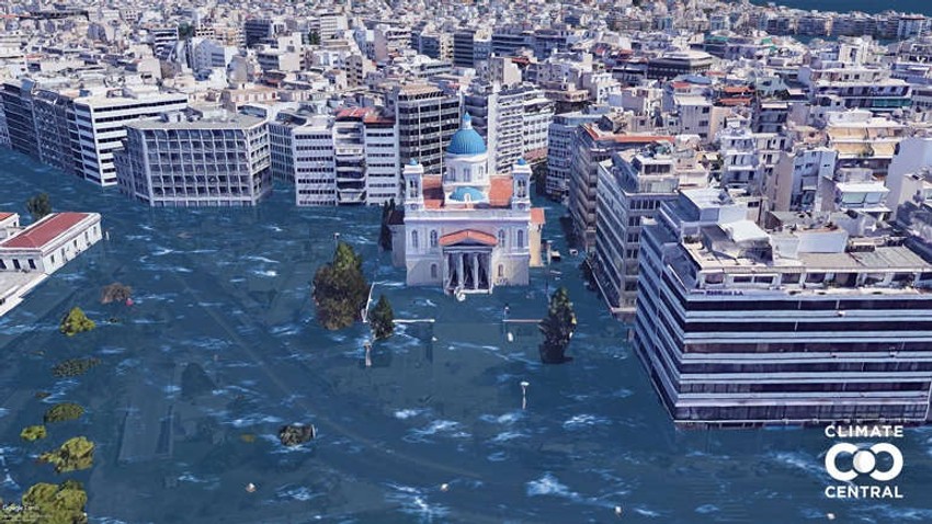 Crkva Svetog Nikole u ​​Pireju takođe bi mogla da se nađe u potpunosti okružena vodom i da bude delimično potopljena.