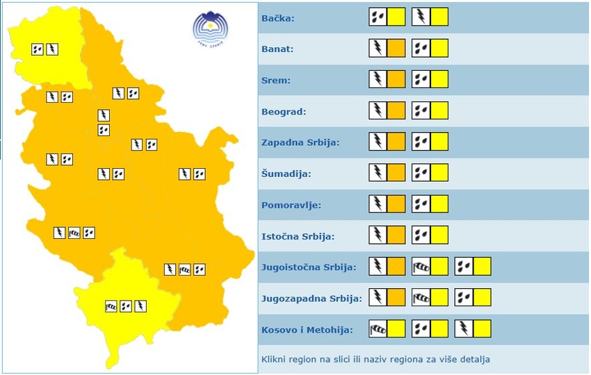 Meteoalarm za subotu